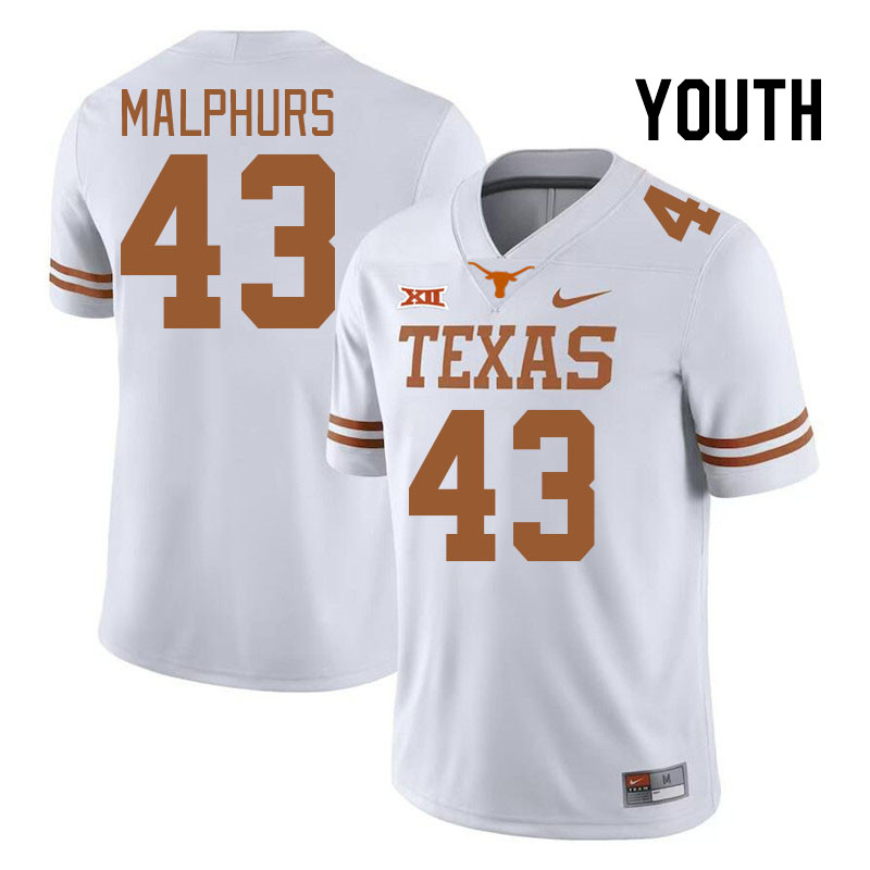 Youth #43 Reed Malphurs Texas Longhorns College Football Jerseys Stitched Sale-Black
